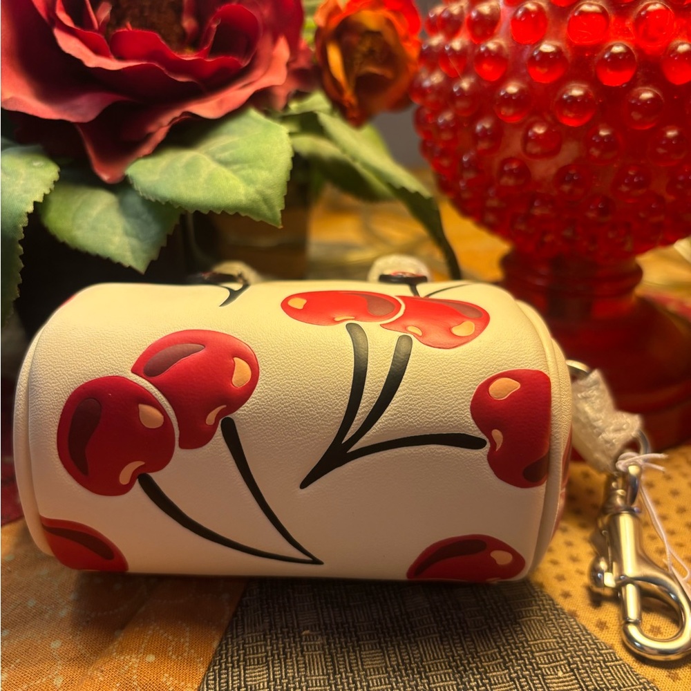 Coach Mini Rowan Bag Charm/Key FOB w/Cherry Print/ NO OFFERS - Picture 4 of 5